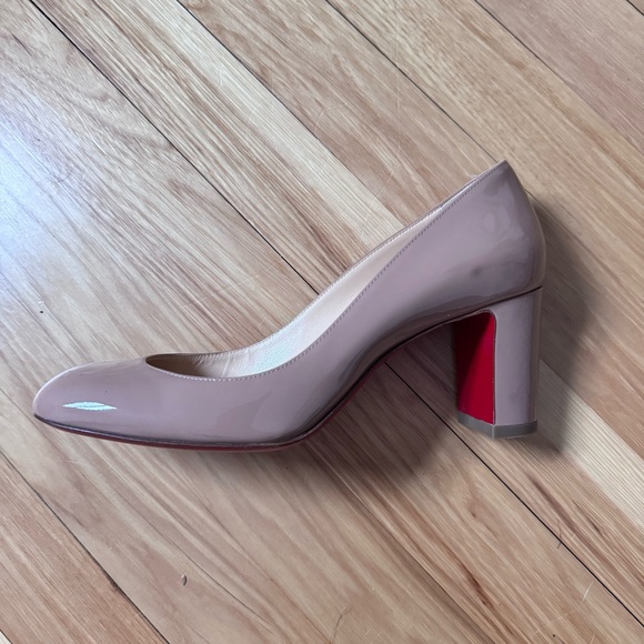 Christian Louboutin Cadrilla 70mm Patent Nude Block Heel Pumps, size 36.5 - Picture 5 of 13